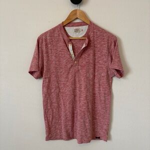 Faherty Red Pink Short Sleeve Shirt Cotton Blend Casual Coastal Mens Size Small